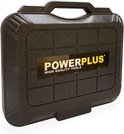 Zwarte opbergkoffer voor gereedschap met Powerplus logo.