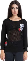 Jawbreaker Sweater/trui -2XL- Skull Rose Moth Schedel en rozen, mesh Zwart