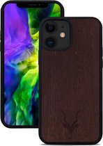 Kudu iPhone 12 Pro Max hoesje case - Houten backcover - Handgemaakt en afgewerkt met duurzaam TPU - Wengé - Zwart