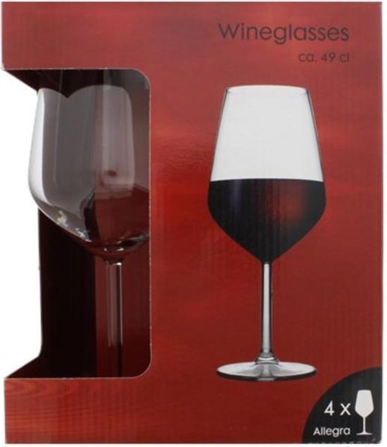 als je kunt Alfabetische volgorde bloed Wijnglazenset - XL wijnglazen - 4st - 43cl - Rode wijnglas - High wine -  Wine & Dine -... | bol.com