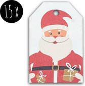 15x Cadeaulabels Kerst / Labels Kerstcadeau / Kerstlabels | Kerstman