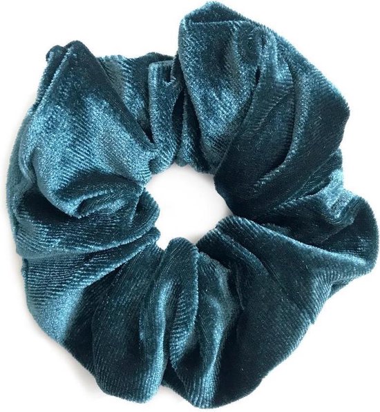 IRSA Scrunchie Velvet Teal Blue - chevelure - Elastique à cheveux - Accessoire cheveux (1 pièce)