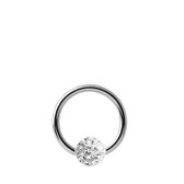 Lucardi Dames Helixpiercing ring met kristal - Piercing - Cadeau - Moederdag - Staal - Zilverkleurig