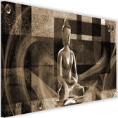 Schilderij Geometrische boeddha, 2 maten, beige, Premium print