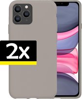iPhone 11 Pro Max Hoes Case Siliconen Hoesje - 2 stuks - Grijs