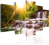 Artgeist Forest Waterfall Canvas Schilderij - 200x100cm