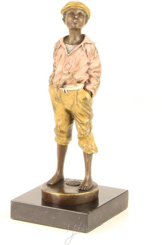 Schoffie / street boy - Figurine en bronze - peinte à la main - 20,7 cm de haut