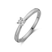 New Bling 9NB 0517-54 Zilveren Ring Dames - Zirkonia - 4mm - Solitair - Maat 54 - Zilverkleurig