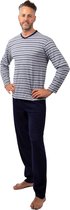 Amantes Pyjama Heren grijs streep/navy - V Hals - Maat M