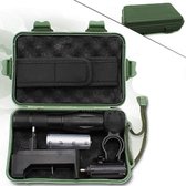 Ultra Krachtige Militaire LED Zaklamp incl. Handig Tactical Opbergdoosje - 1000 Lumen - Oplaadbaar - Zwart