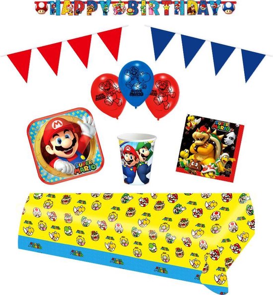 Verrast zijn Rechtmatig kanker Super Mario feestpakket Deluxe | feestartikelen kinderfeest voor 8 personen  | bol.com