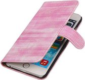 Wicked Narwal | Lizard bookstyle / book case/ wallet case Hoes voor iPhone 6 Plus Roze