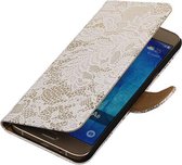 Wicked Narwal | Lace bookstyle / book case/ wallet case Hoes voor Samsung galaxy a8 2015 Wit