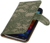 Wicked Narwal | Lace bookstyle / book case/ wallet case Hoes voor Samsung Galaxy S4 i9500 Donker Groen