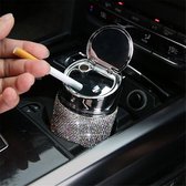 ZILVER - Asbak - Diamanten - Auto Accessoires - Sigaretten - As Bak - Kristal Steentjes - Asbak voor de auto - Fancy - Auto Asbakken - Auto Asbak - ZILVER