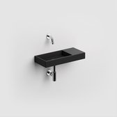 Clou Mini Wash Me fontein zonder kraangat en plug kranenbank rechts mat zwart keramiek B45xH6xD19cm