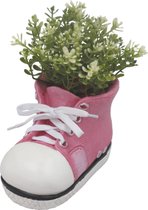 Plantenbak - kunststof plantenbak - schoen plantenbak - roze - 10 cm hoog - voor huis en tuin - excl. plant