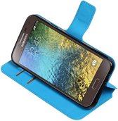 Wicked Narwal | Cross Pattern TPU bookstyle / book case/ wallet case voor Samsung Galaxy E5  Blauw