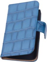 Wicked Narwal | Glans Croco bookstyle / book case/ wallet case Hoes voor Samsung Galaxy Core LTE  G386F Blauw
