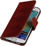 Wicked Narwal | Snake bookstyle / book case/ wallet case Hoes voor Samsung Galaxy S6 Edge G925 Rood