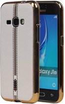 Wicked Narwal | M-Cases Leder Look TPU Hoesje voor Samsung Galaxy J1 2016 Wit