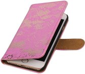 Wicked Narwal | Lace bookstyle / book case/ wallet case Hoes voor iPhone 7/8 Roze