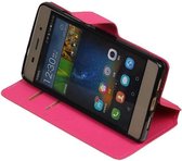 Wicked Narwal | Cross Pattern TPU bookstyle / book case/ wallet case voor Huawei P8 Lite Roze