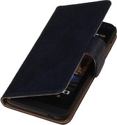 Wicked Narwal | Echt leder bookstyle / book case/ wallet case Hoes voor Nokia Microsoft Lumia 620 D.Blauw