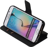 Wicked Narwal | Cross Pattern TPU bookstyle / book case/ wallet case voor Samsung Galaxy S6 Edge G925F Zwart