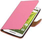 Wicked Narwal | bookstyle / book case/ wallet case Hoes voor Motorola Moto X Play Roze
