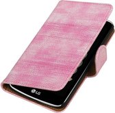 Wicked Narwal | Lizard bookstyle / book case/ wallet case Hoes voor LG K5 Roze