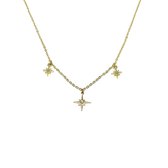 3 stars ketting - Goud - 38 cm - Choker Collier
