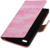 Wicked Narwal | Lizard bookstyle / book case/ wallet case Hoes voor Huawei Huawei Ascend Y560 / Y5 Roze