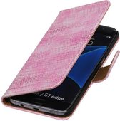 Wicked Narwal | Lizard bookstyle / book case/ wallet case Hoes voor Samsung Galaxy S7 Edge G935F Roze