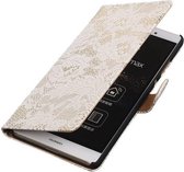 Wicked Narwal | Lace bookstyle / book case/ wallet case Hoes voor sony Xperia E4g Wit