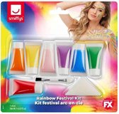 Smiffys - Rainbow Festival Kostuum Make-up Kit - Regenboog