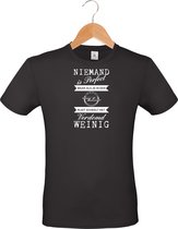 T-shirt unisex - zwart - Niemand is perfect - Auto -Motor - Bromfiets - naar keuze - maat S