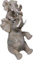 Beeld olifant zittend + kind polyester