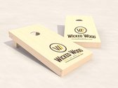 Officiële CORNHOLE SET (2 boards & 2x4 bags) - Wicked Wood Vinyl Wrap - 90X60CM - Transparant