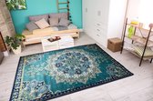 Aledin Carpets Delhi - Laagpolig - Vloerkleed 160x230 cm - Turquoise - Oosters Tapijt - Mandala
