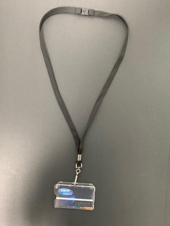Keycord met Metalen J clip + S1 Kaarthouder Zwart