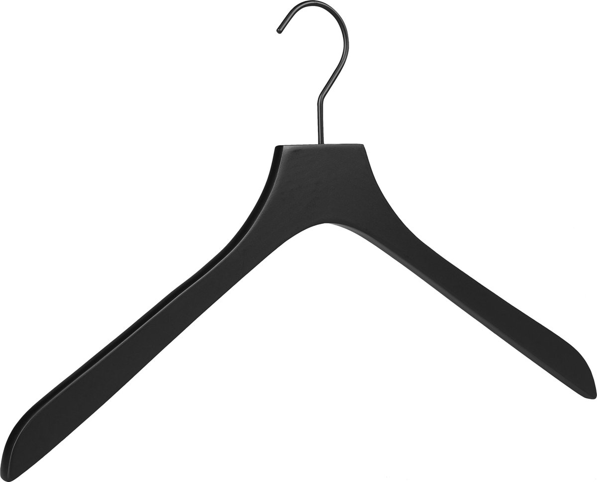 Set van 10] Houten mat zwarte kledinghangers met zwarte haak voor alle... | bol.com
