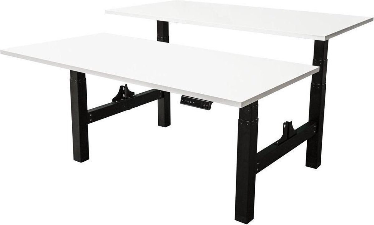 IVOL Elektrisch verstelbaar duo bureau 160x80 cm Two dual motor - Zwart met Wit