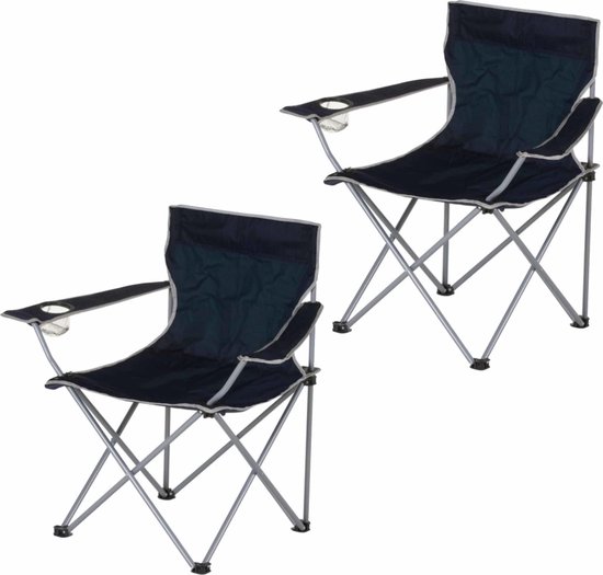 bezoeker Schrikken ontslaan Set van 2x stuks zwarte opvouwbare campingstoelen 50 x 50 x 80 cm - Vissers  stoelen | bol.com