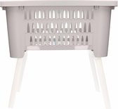 Grijze wasmanden op poten 38 liter 60 x 40 x 29 cm - Kunststof/plastic draagmand - De was doen huishoudartikelen - Staande wasmanden/wasgoedmanden