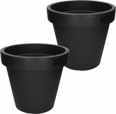 2x Zwarte bloempot 35 cm - Zwarte plantenpot 35 cm