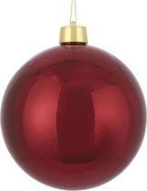 1x Grande boule de Noël incassable rouge foncé 25 cm - Boules rouges de Groot taille