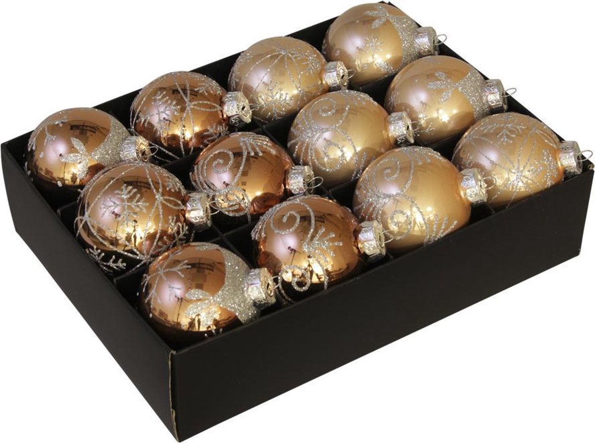 Glazen kerstbal zeer luxe en decoratief 24 stuks