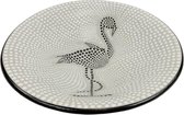Schaal flamingo stippen L - Terracotta - 37x37x10 cm - Zwart/Grijs - India - Sarana - Fairtrade