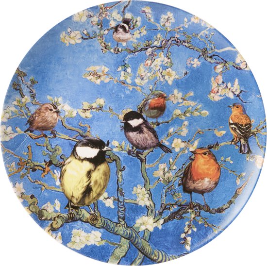 Heinen Delfts Blauw | Bord Vogels van Van Gogh | Ø 26,5